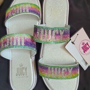 NWT Juicy By Juicy Couture J-Yours Rainbow Sparkle Bling Sandal Women’s Size 9